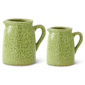 Green Crackle Glazed Terracotta Pitchers