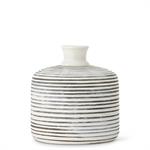 Fluted Neck White Crackle & Gray Striped Ceramic Vases