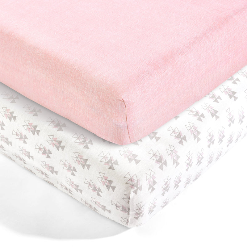 Pixie Fox Geo Organic Cotton Fitted Crib Sheet 2 Pack Set