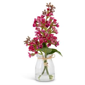 Premade Lilac and Ranunculus in Glass Vase with Faux Water
