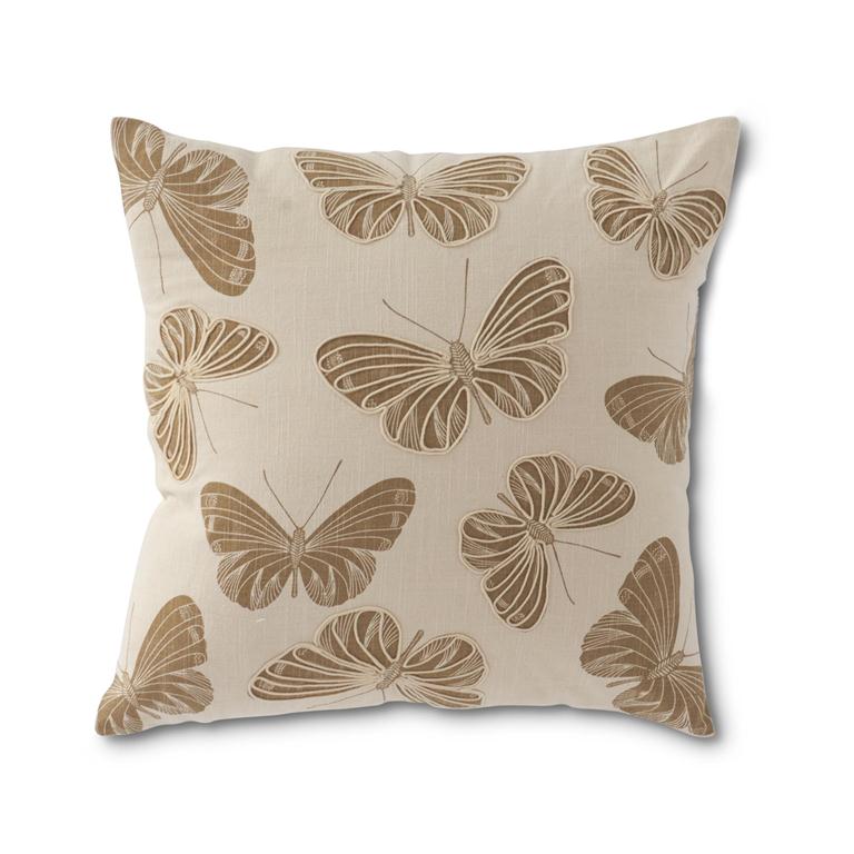 Cream Pillow with Tan Butterflies