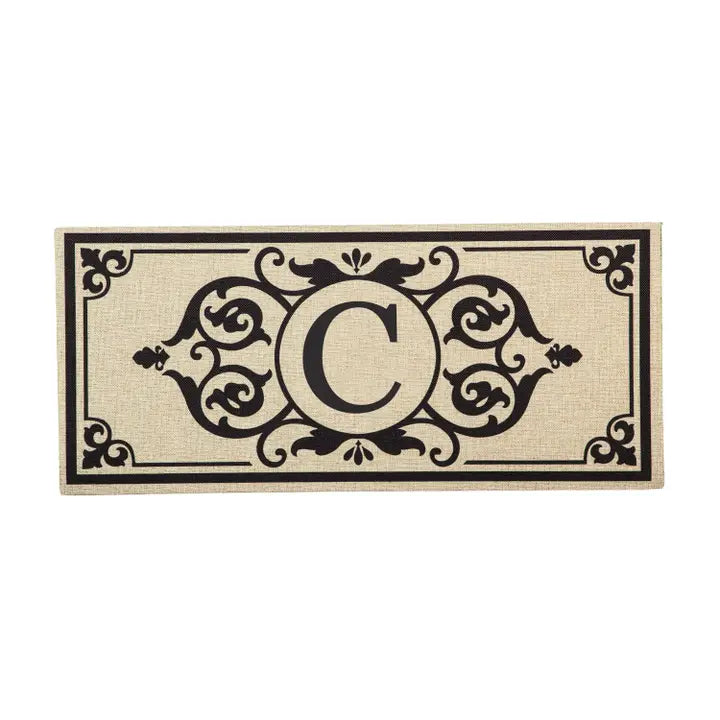 Cambridge Monogram Burlap Sassafras Switch Mat, Letters A-Z, 22" X 10"
