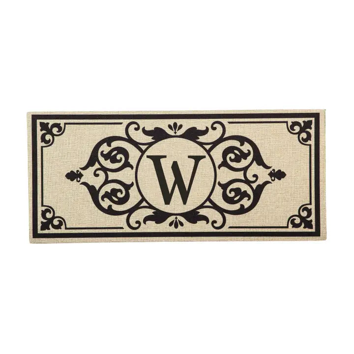 Cambridge Monogram Burlap Sassafras Switch Mat, Letters A-Z, 22" X 10"