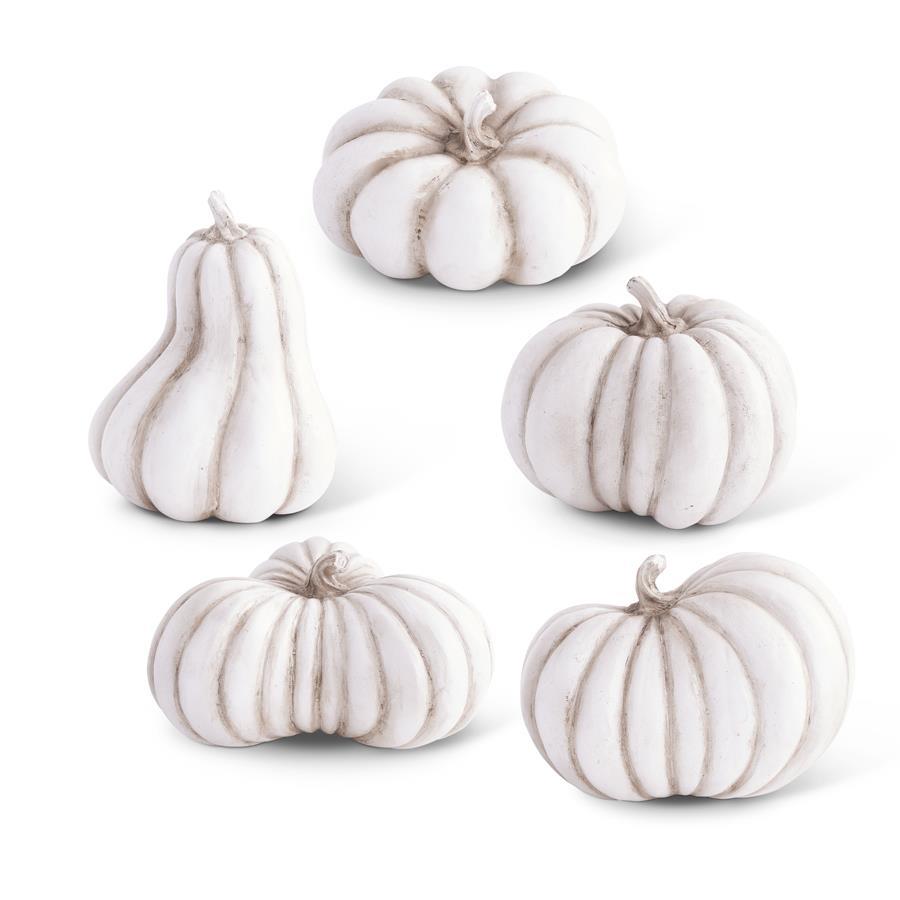 Whitewashed Resin Pumpkin