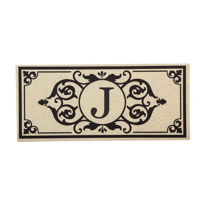 Cambridge Monogram Burlap Sassafras Switch Mat, Letters A-Z, 22" X 10"