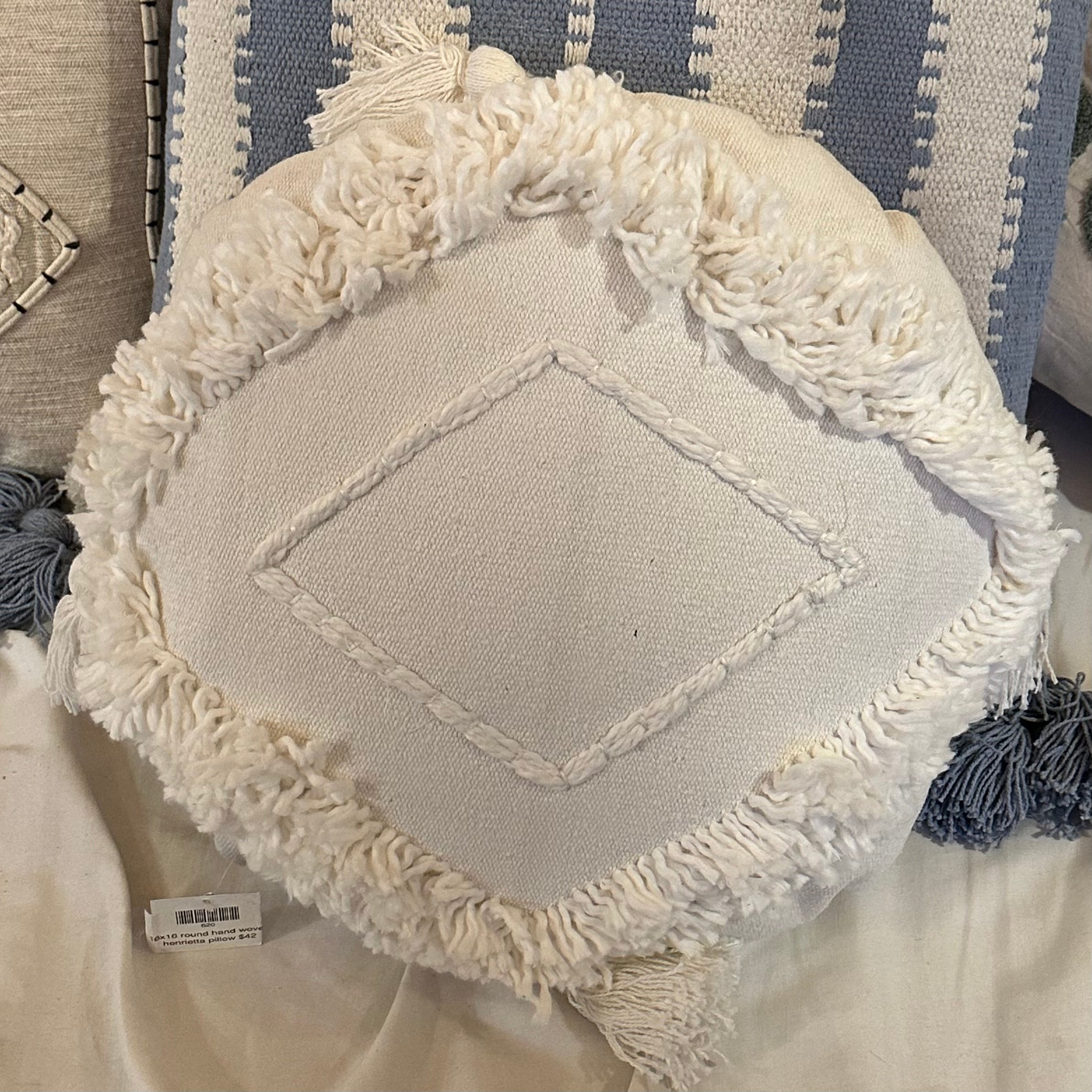 White Round Pillow