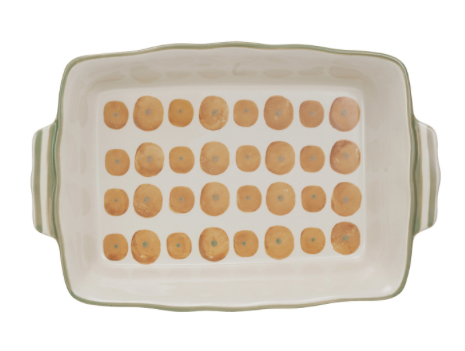 3 Quart Hand-Painted Stoneware Baking Dish