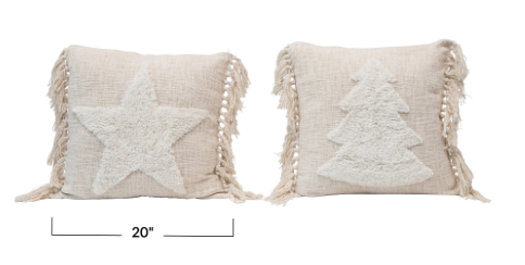 20" Blend Punch Hook Pillow with Tassels