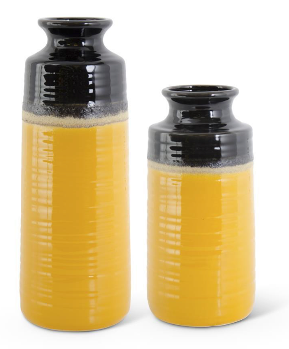 Butterscotch and Black Ceramic Vase