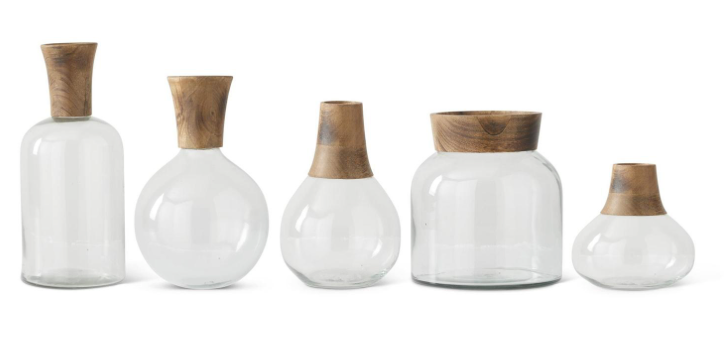 Glass and Wood Vases