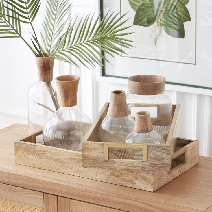 Glass and Wood Vases