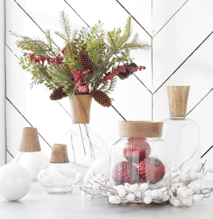 Glass and Wood Vases