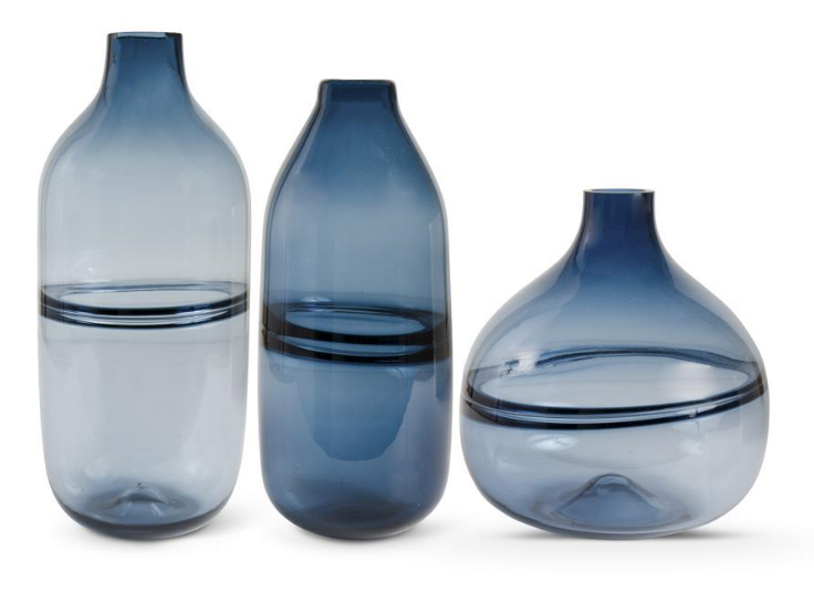 Persian Blue Glass Vases Handblown Stripes