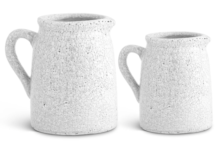 White Crackle Glazed Terracotta Pitchers