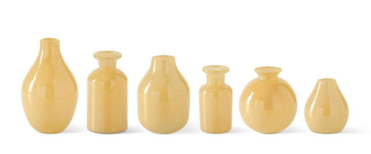 Hand Sprayed Small Yellow Glass Vases