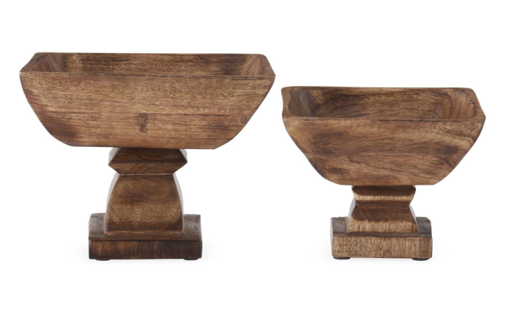 Square Wood Bowls on Pedestals