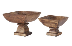 Square Wood Bowls on Pedestals