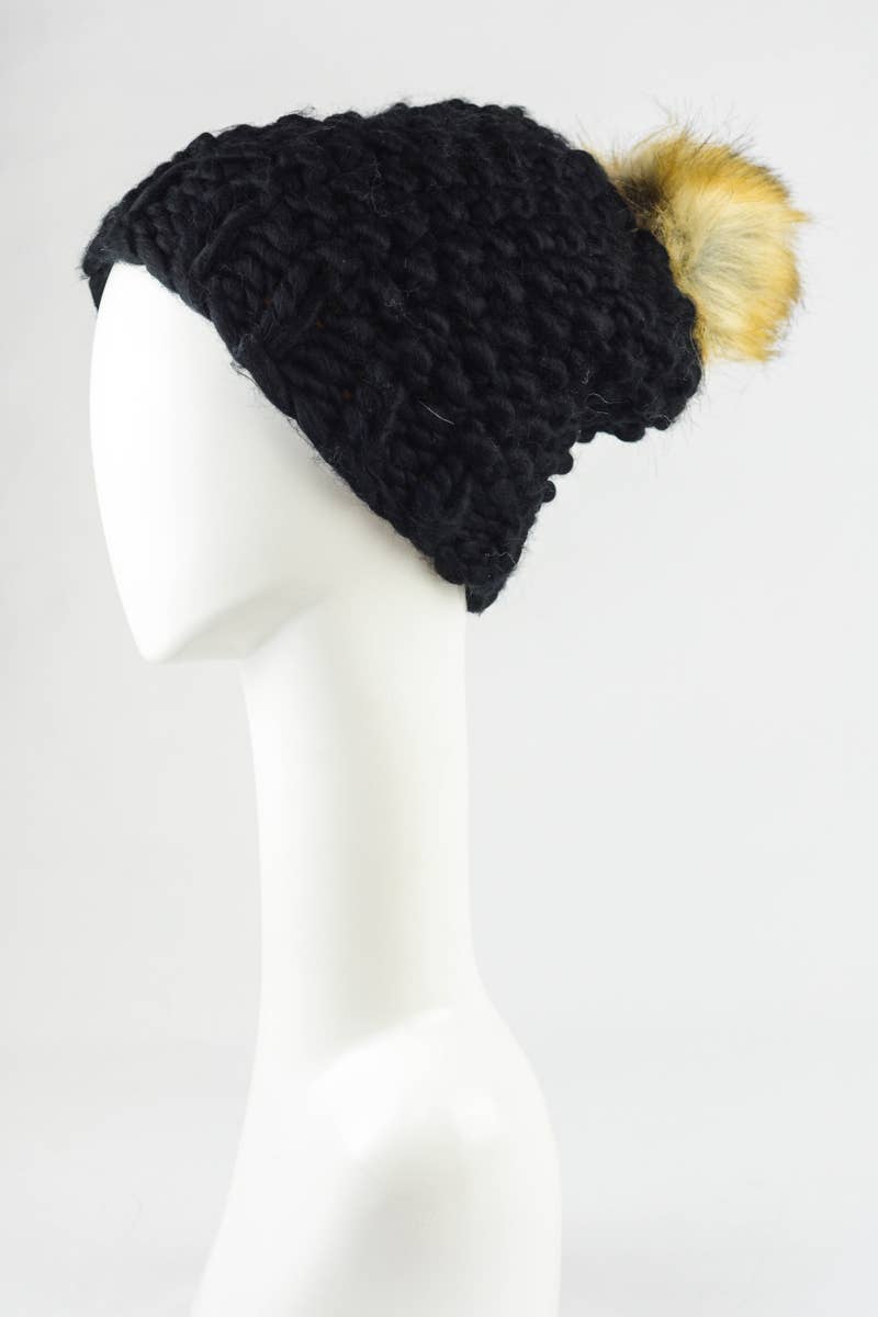 Oversized Chunky Pom Beanie