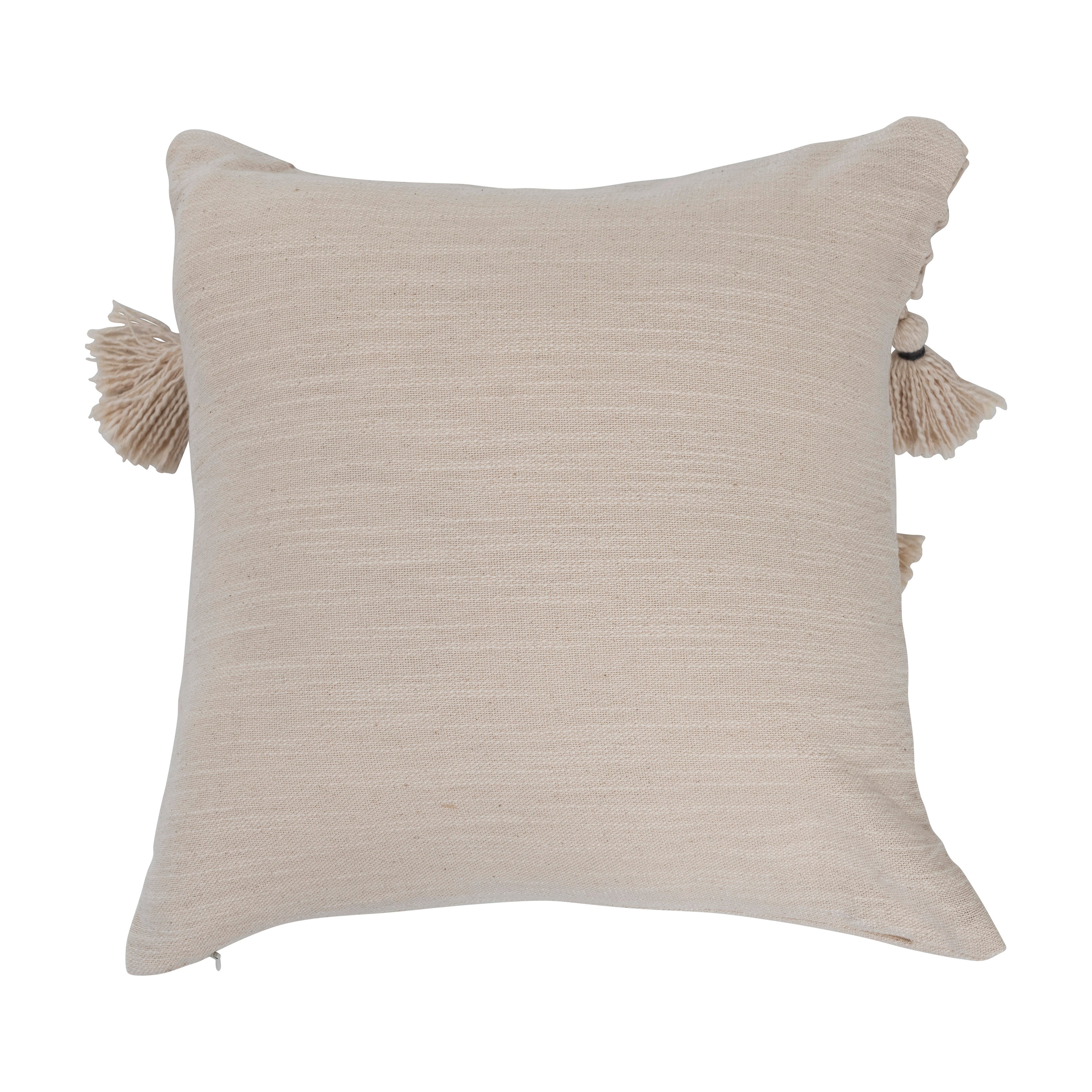 Woven Cotton & Jute Macrame Pillow with Tassels