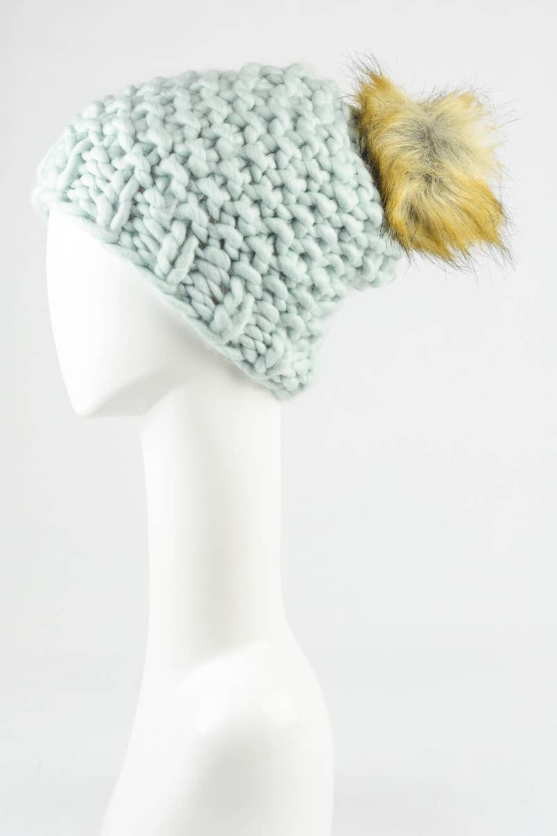 Oversized Chunky Pom Beanie