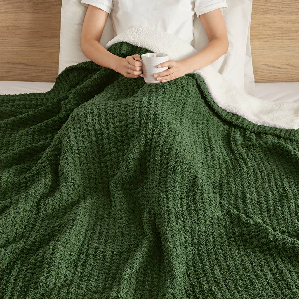 Sherpa Waffle Knit Chenille Throw