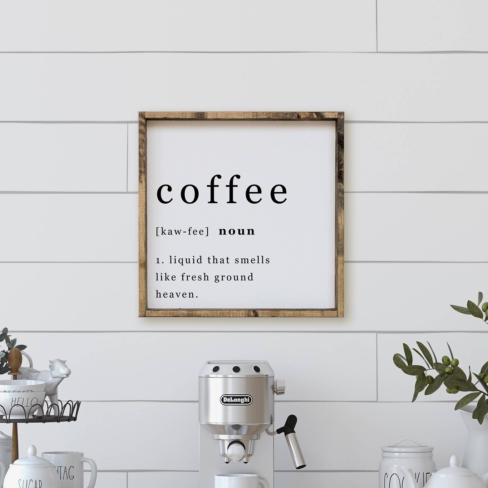 Coffee Noun Wood Sign: Black