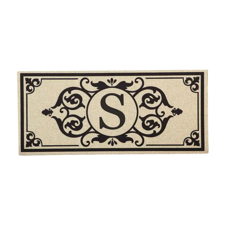 Cambridge Monogram Burlap Sassafras Switch Mat, Letters A-Z, 22" X 10"