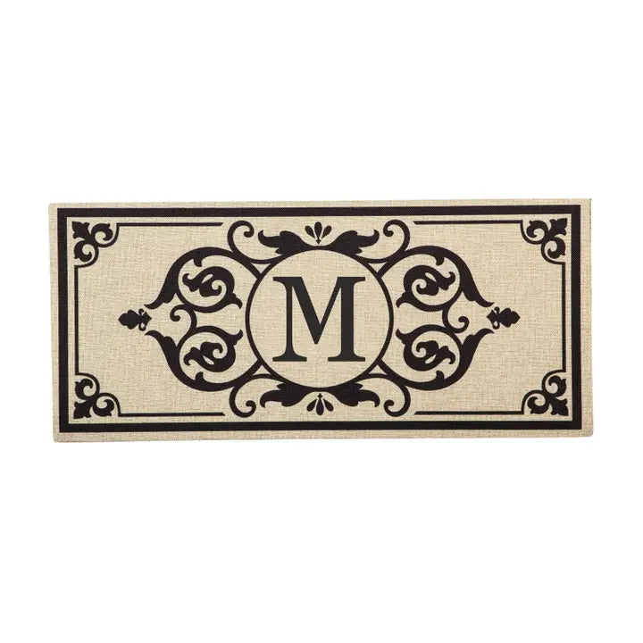 Cambridge Monogram Burlap Sassafras Switch Mat, Letters A-Z, 22" X 10"