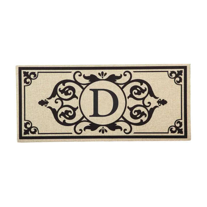 Cambridge Monogram Burlap Sassafras Switch Mat, Letters A-Z, 22" X 10"