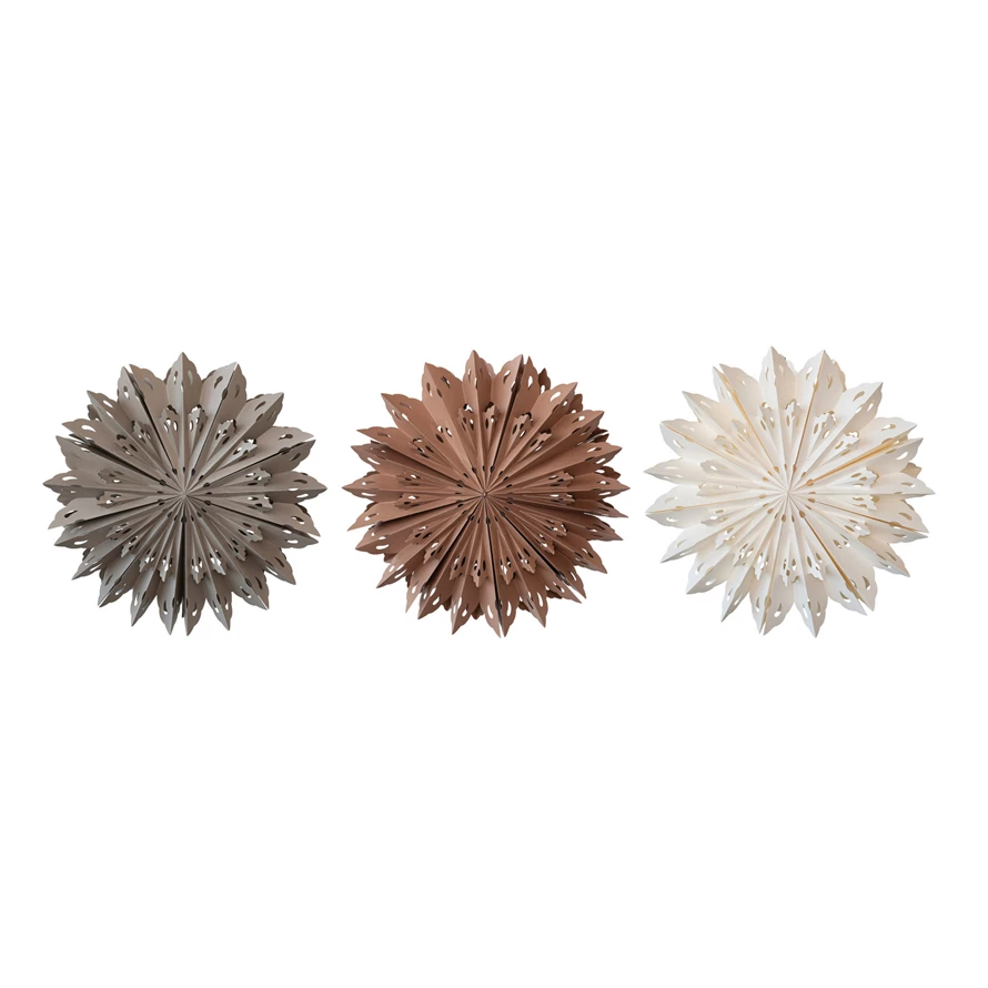 30" Recycled Paper Folding Snowflake Ornament w/ LED Light String, 3 Colors