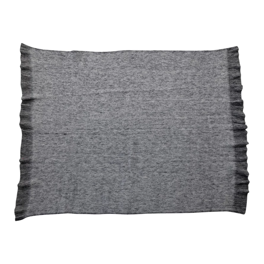 Brushed New Zealand Wool Striped Throw w/ Ruffled Edge