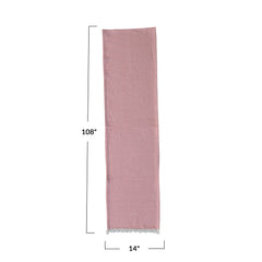Woven Cotton Table Runner w/ Stripes & Fringe, Red & White