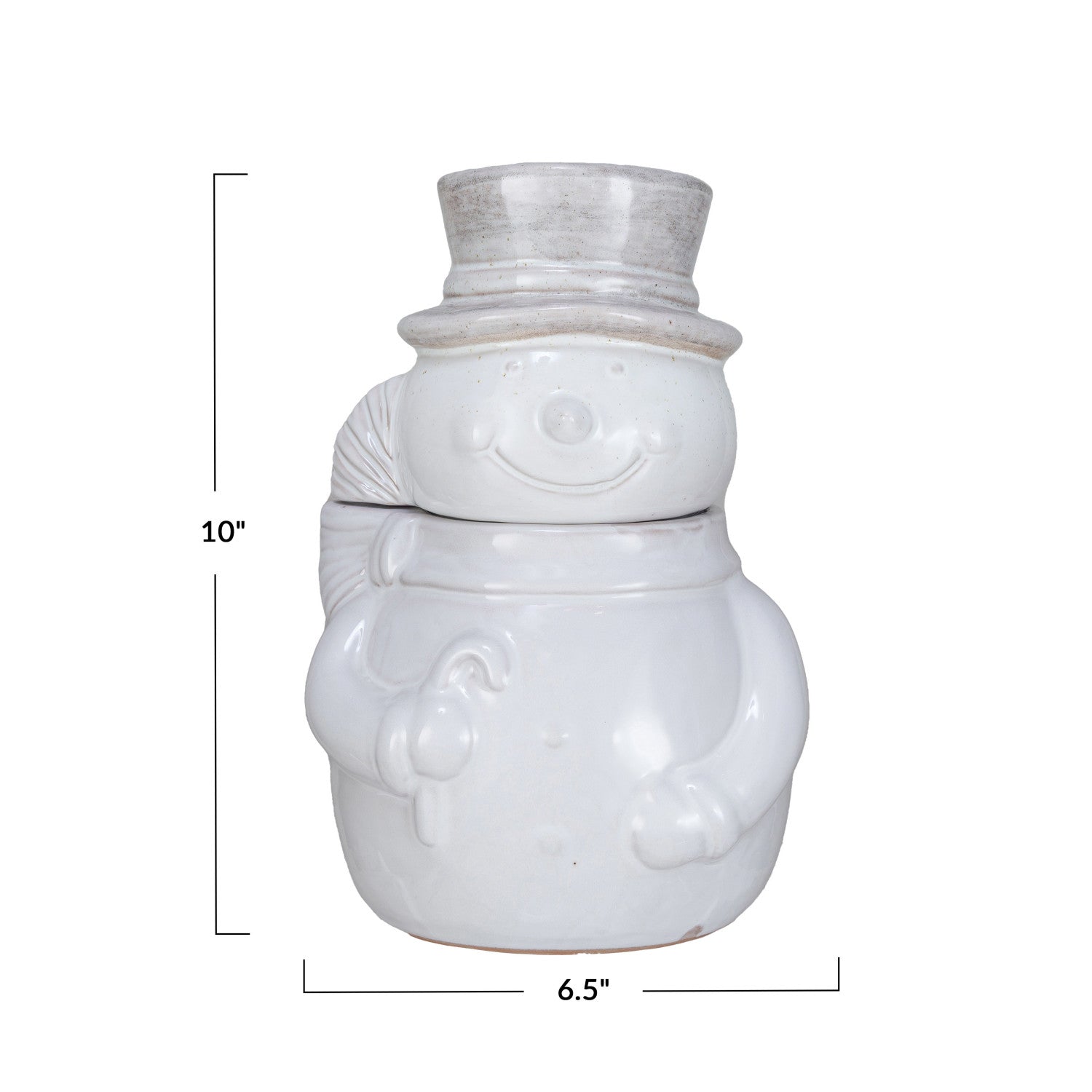 Stoneware Snowman Shaped Cookie Jar, Reactive Glaze