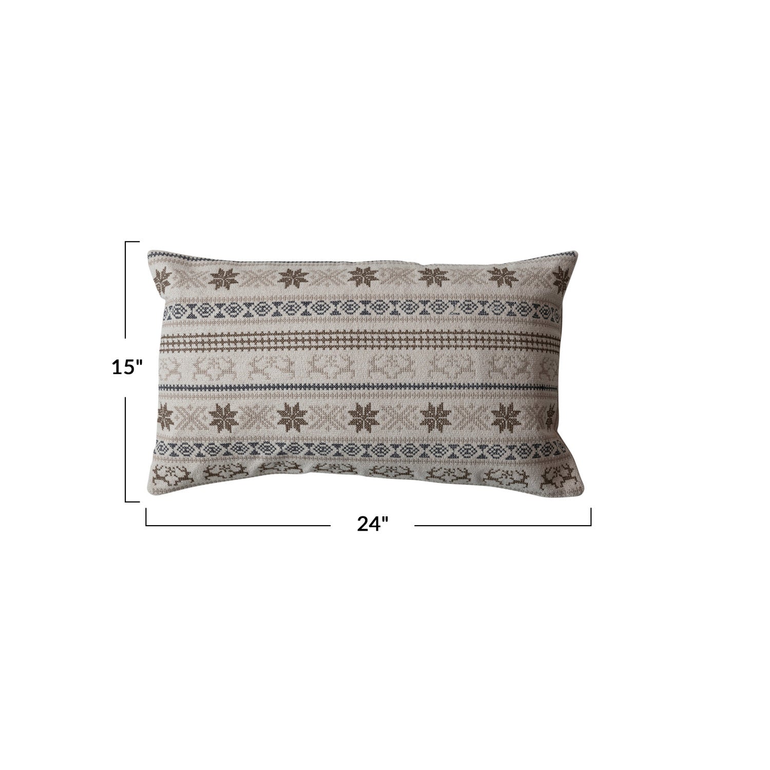 Cotton Embroidered Lumbar Pillow w/ Chambray Back