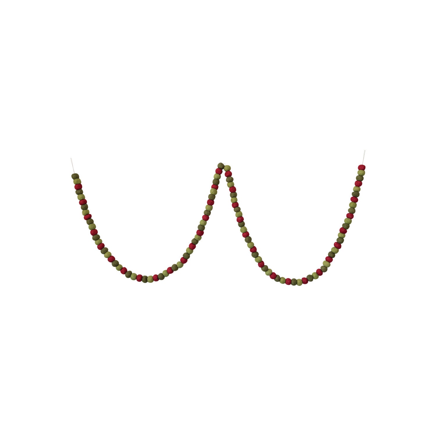 Handmade Wool Felt Ball Garland In Printed Drawstring Bag