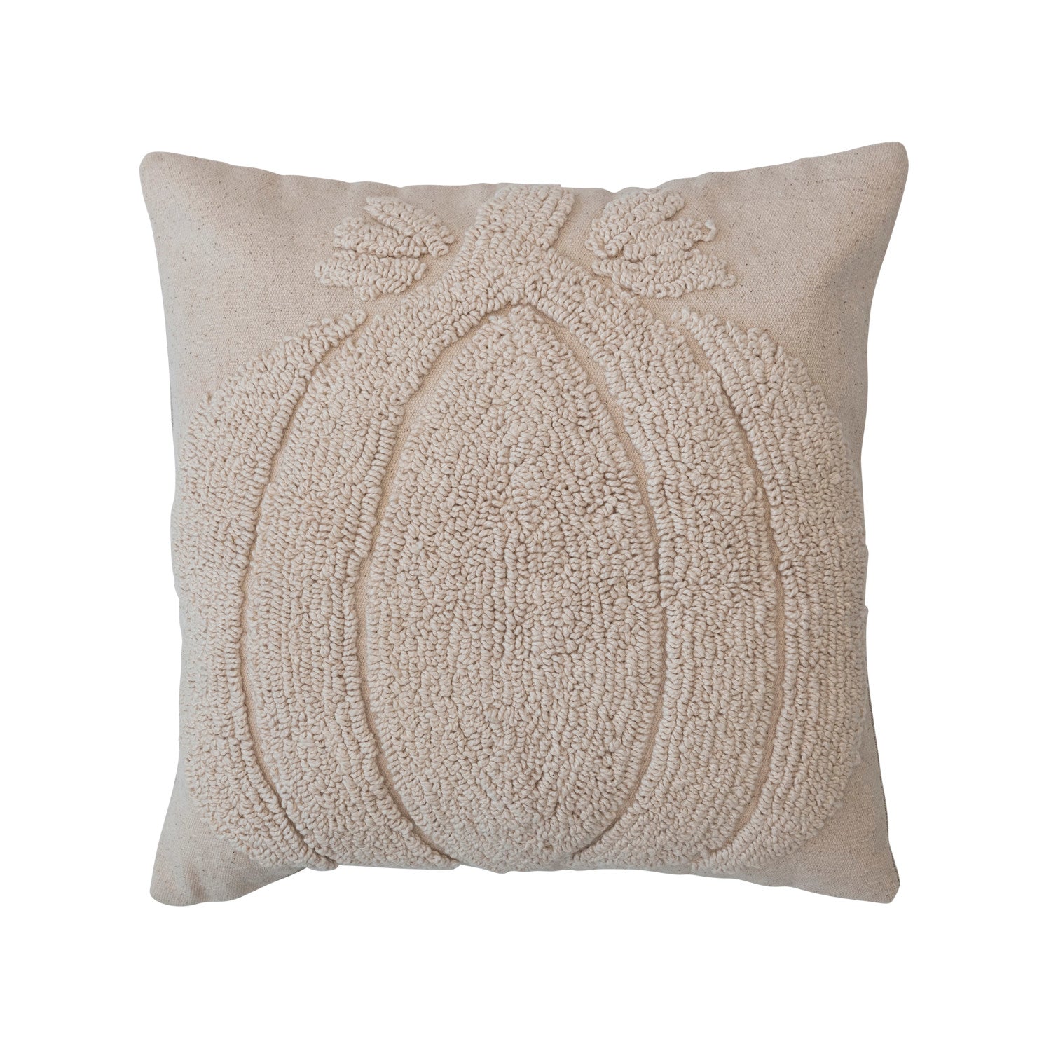 Square Cotton Slub Tufted Pillow with Pumpkin & Chambray Back
