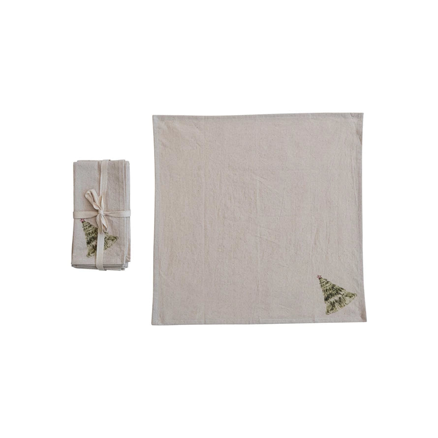 18" Square Cotton Napkins w/Christmas Tree