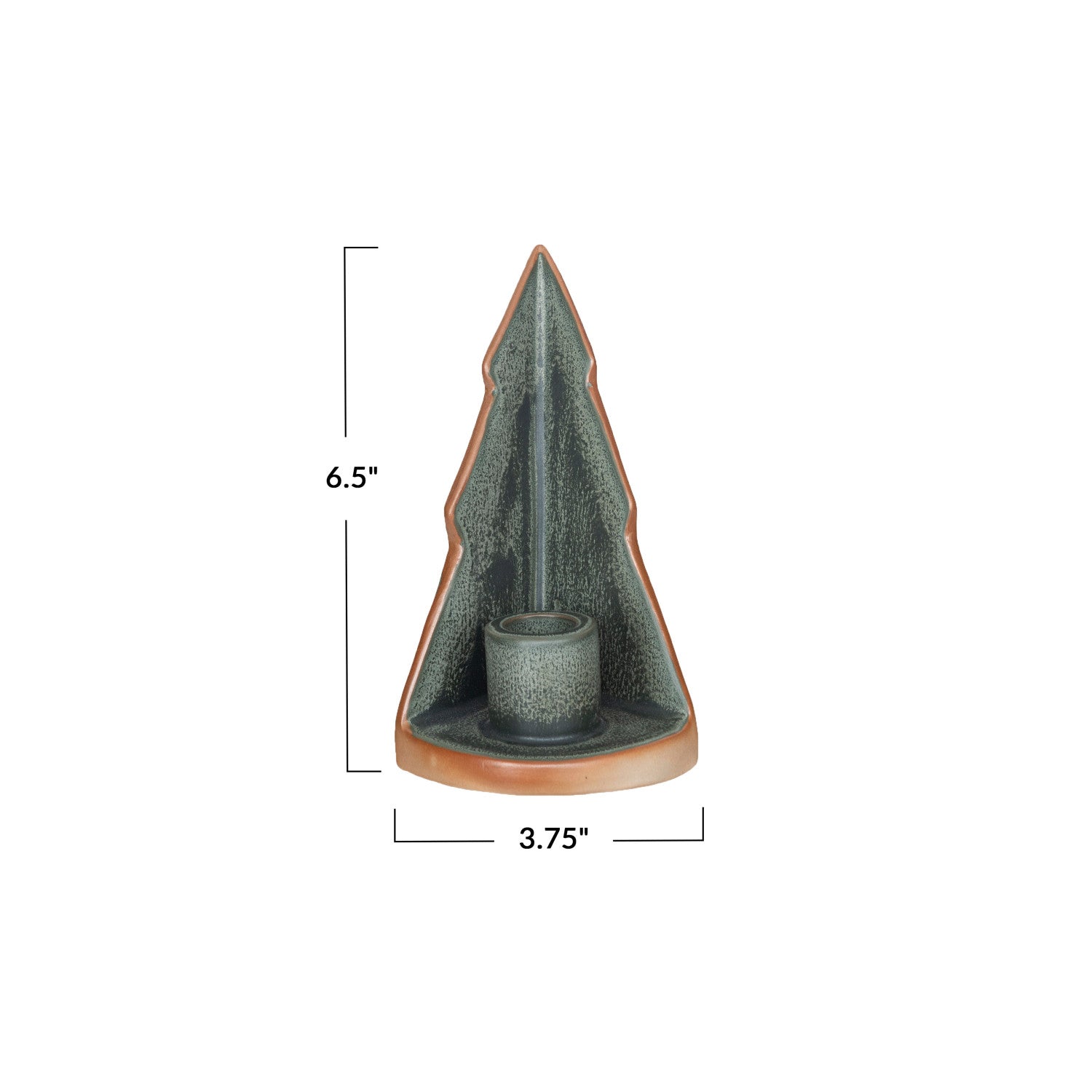 Stoneware Tree Taper Holder, Reactive Glaze, Green & Unglazed