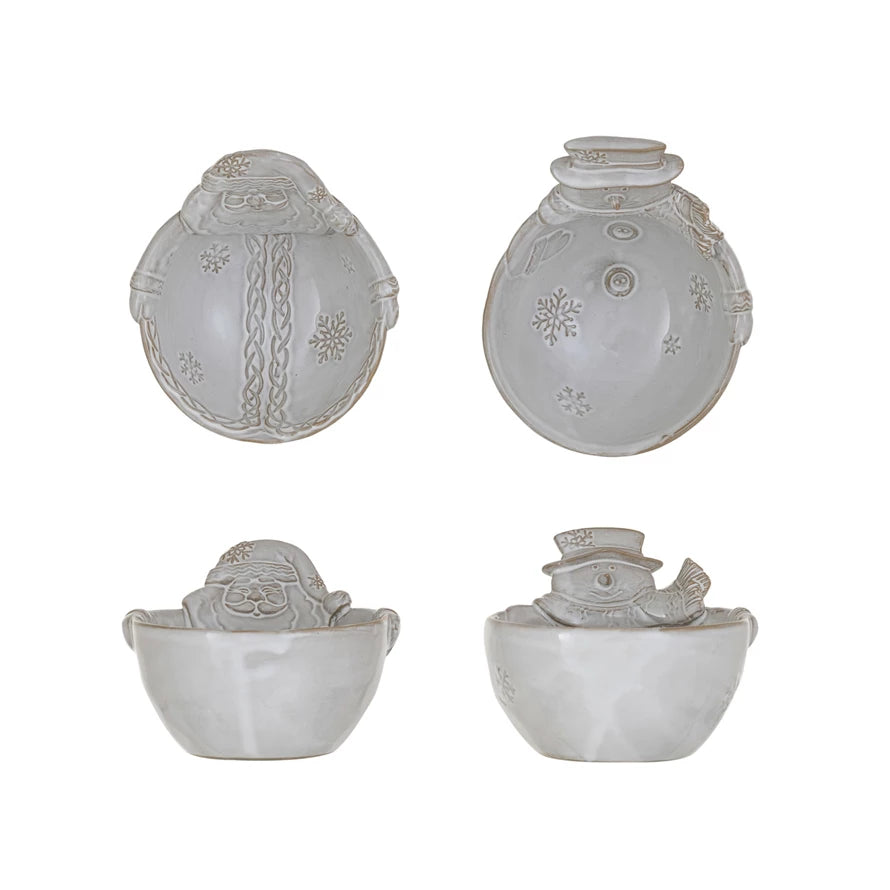 Stoneware Santa/Snowman Bowl