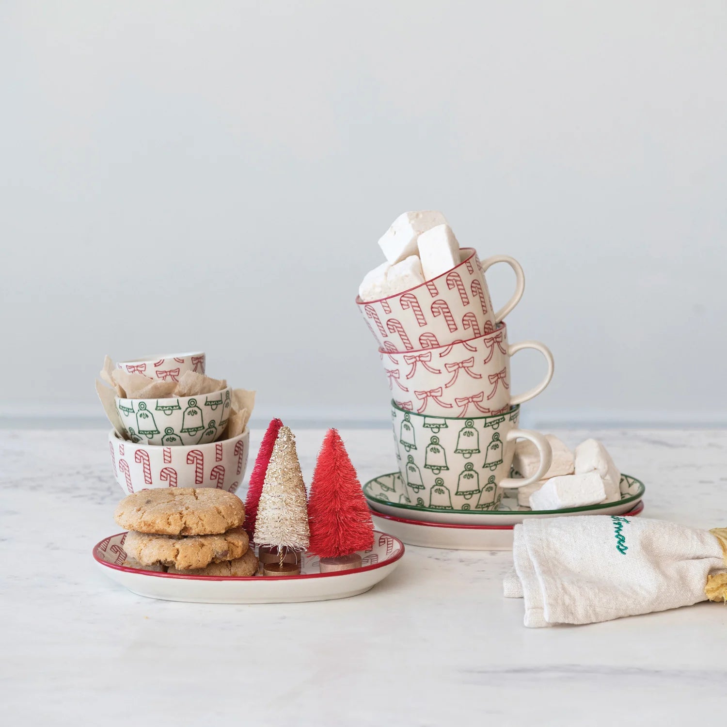 10 oz. Hand-Stamped Stoneware Mug w/ Holiday Pattern, 3 Styles