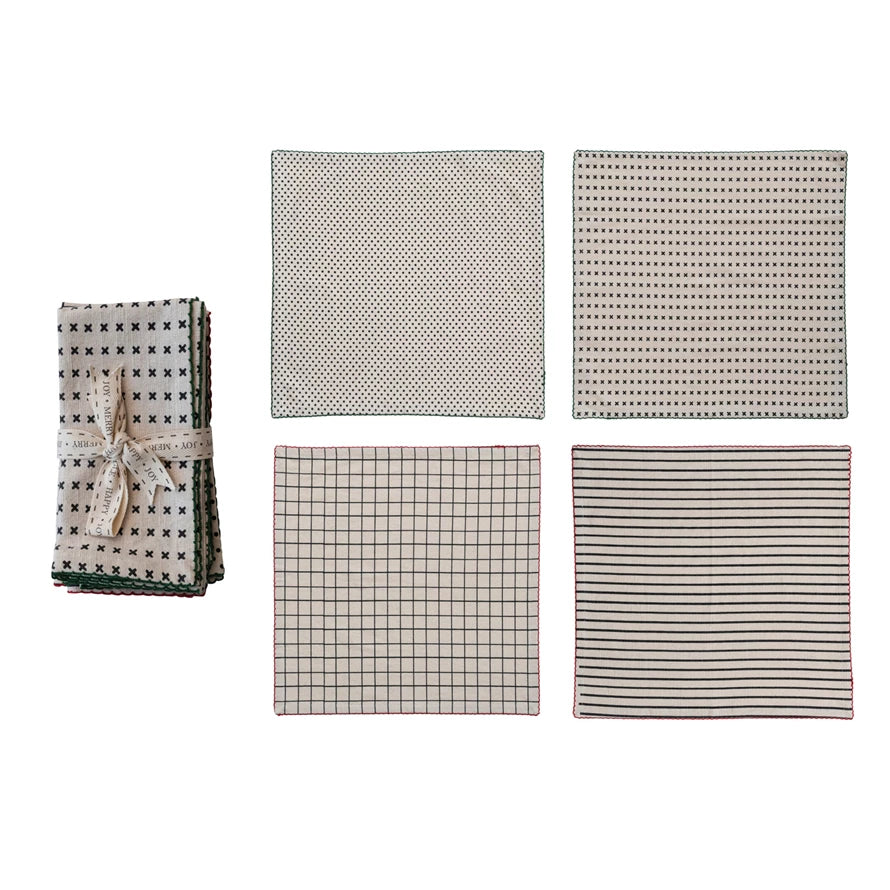18" Square Napkins w/Pattern, Set of 6