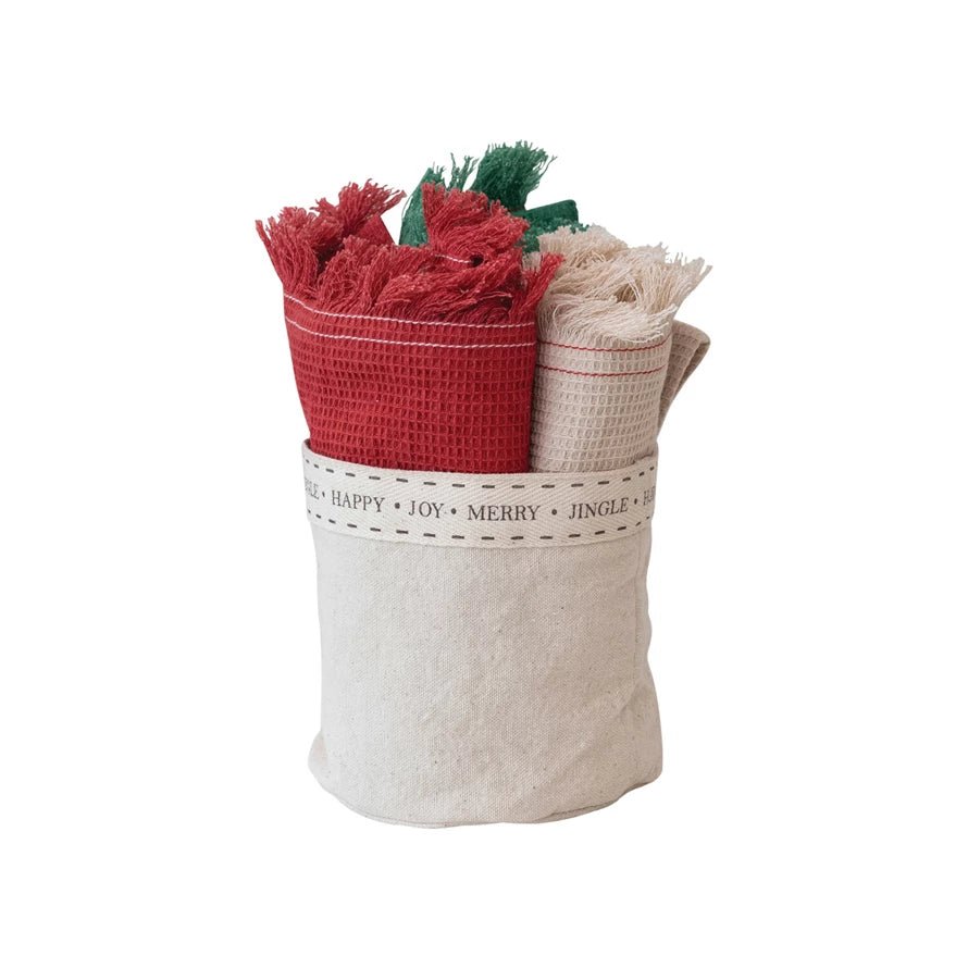 18" Cotton Waffle Weave Tea Towels, Set of 3