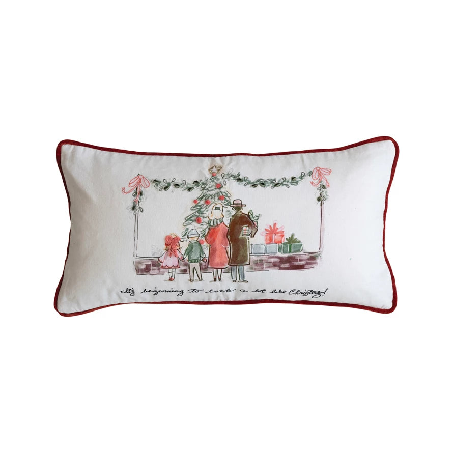 Cotton Lumbar Pillow "It's beginning to look a lot like Christmas"