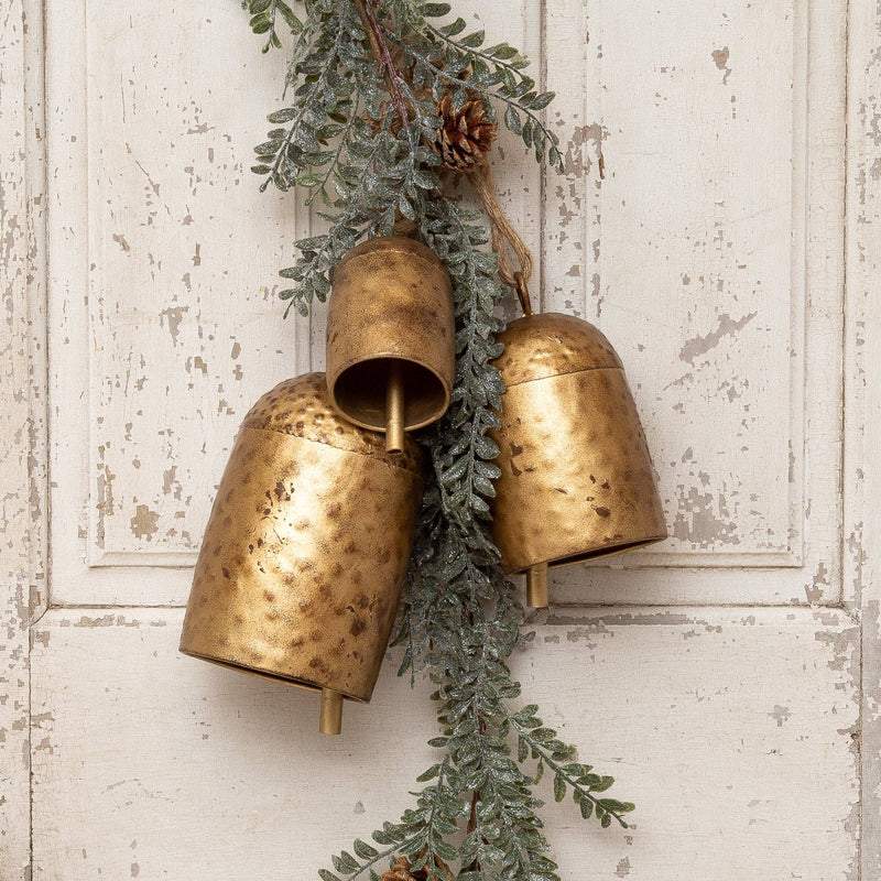 Brass Tone Hammered Cow Bells