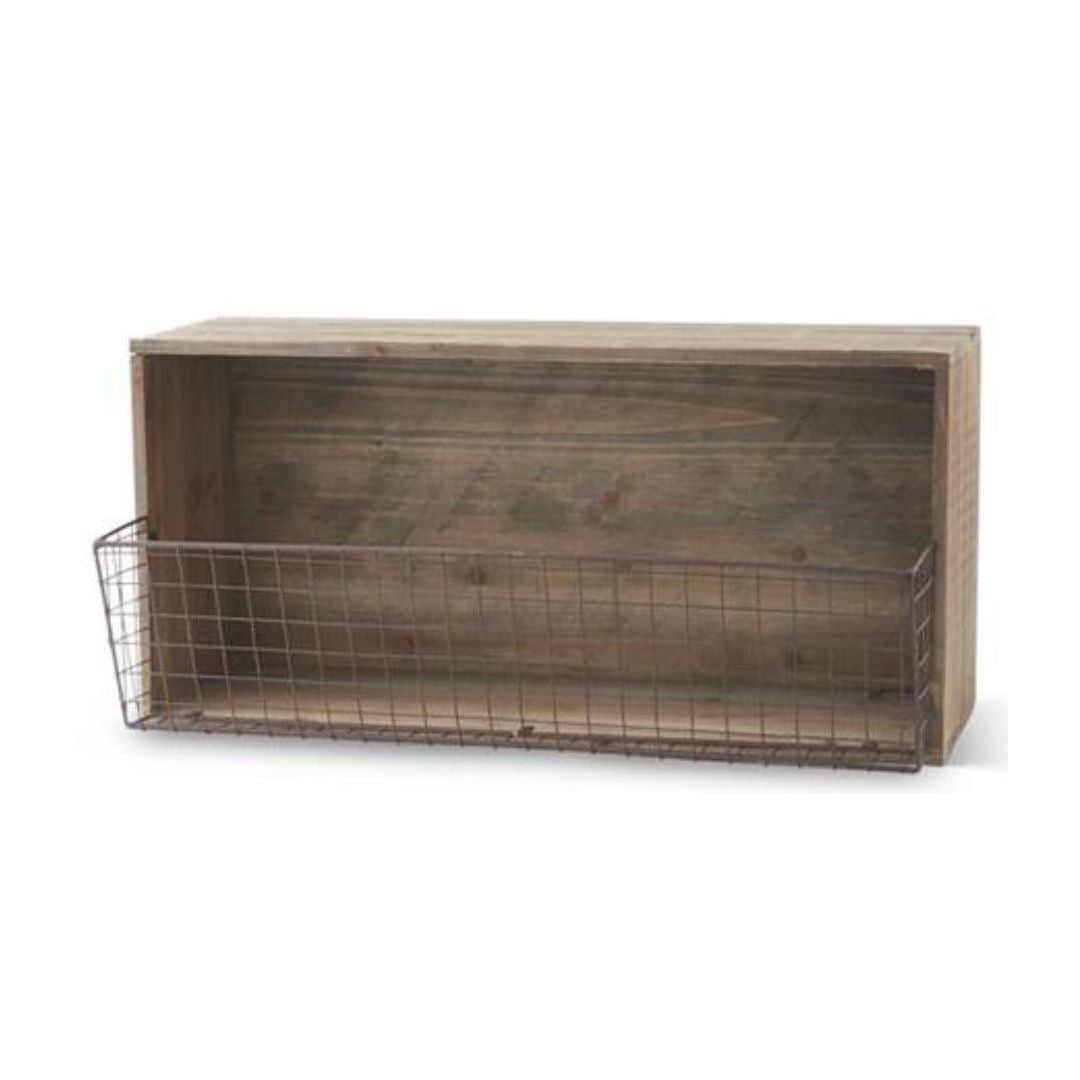 Wooden Wall Shelf w. Metal Bins