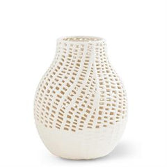 White Ceramic Basket Weave Vase