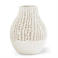 White Ceramic Basket Weave Vase