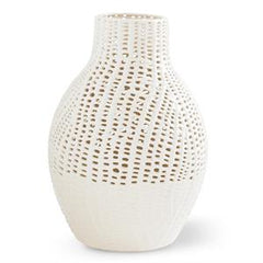 White Ceramic Basket Weave Vase