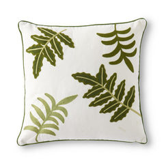 Embroidered Tropical Fern Pillows