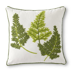Embroidered Tropical Fern Pillows